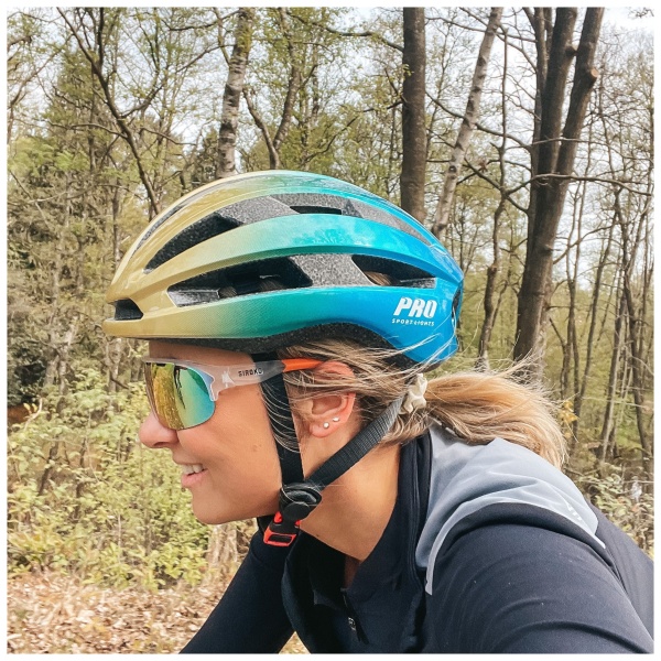 Cycling Helmet Racing Bike Women/Men gold-blue Side