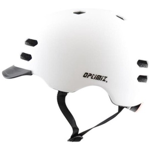 Bicycle Helmet Adults - 58-61cm - Matte White - LED side view