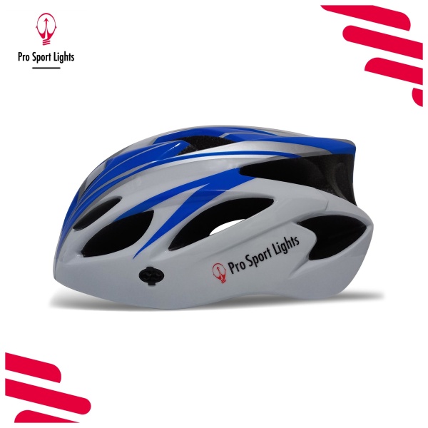 Fahrradhelm Pro Sport Lights MV – Weiß-Blau – ML-Seite flach