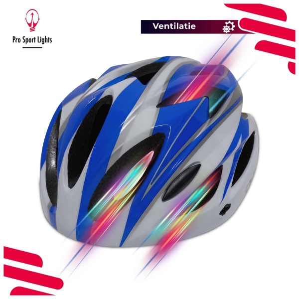 Cycling helmet Pro Sport Lights MV - White-Blue - ML aerodynamic