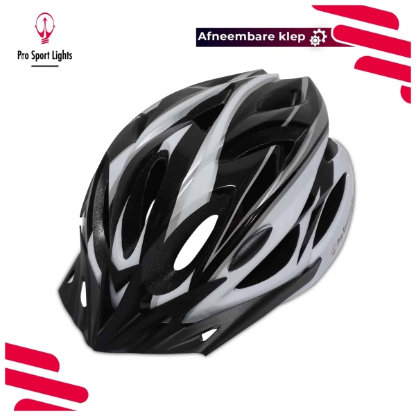 Bicycle helmet Men/Women - White/Black diagonal sun visor