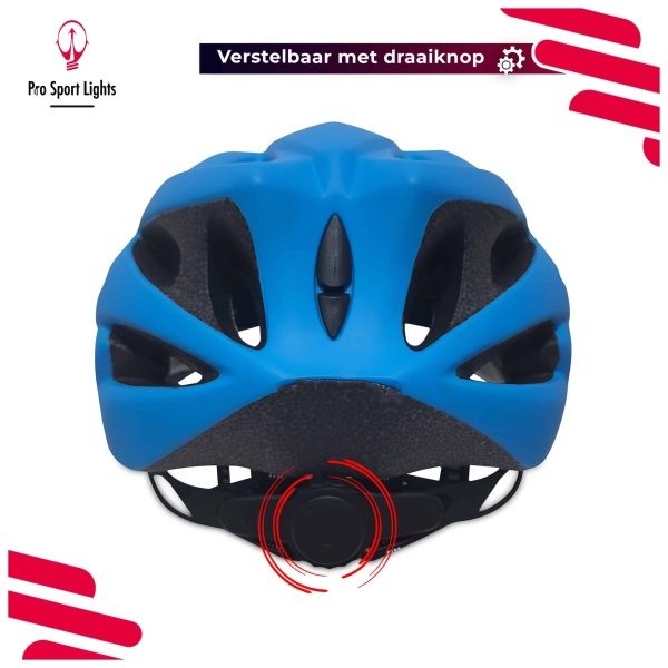 Fahrradhelm Pro Sport Ligths Herren-Damen – mattblaue Rückseite mit Einstellknopf