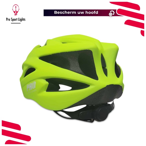 Cycling helmet Pro Sport Lights Men/Women Flashy Yellow/Green rear view diagonally