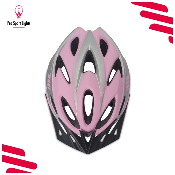 Bicycle Helmet Women - Matte Pink-Gray - Top view with sun visor