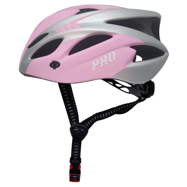 Pro Sport Lights Casco de bicicleta Mujer Hombre Mate rosa plata