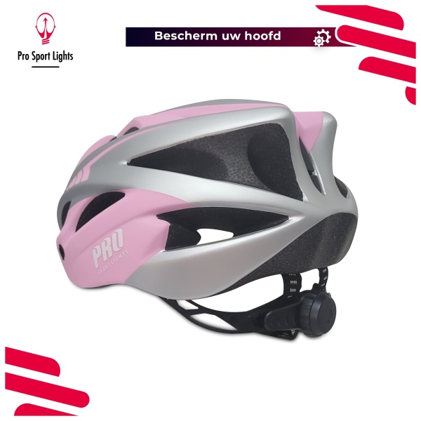 Bicycle Helmet Women - Matte Pink-Gray - Back view Slanted