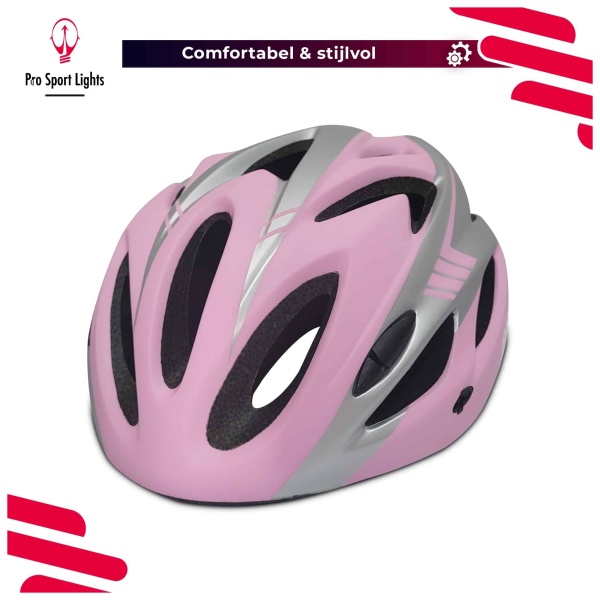 Casco de bicicleta mujer rosa mate-gris - vista frontal inclinada