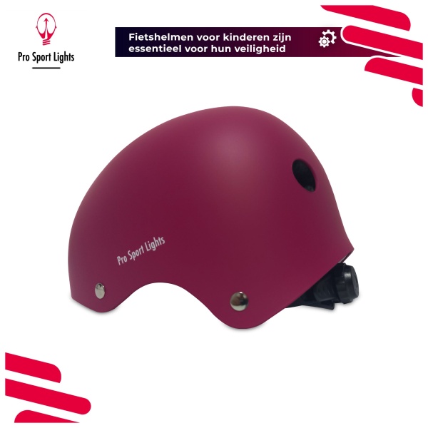 Children's bicycle helmet Pink red side left