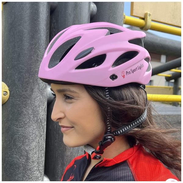Casque de vélo Femme Pro Sport Lights - Modèle Rose vue de côté