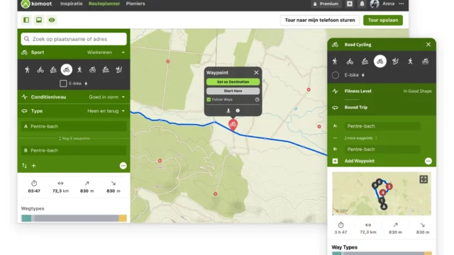 Komoot sportapp mobile