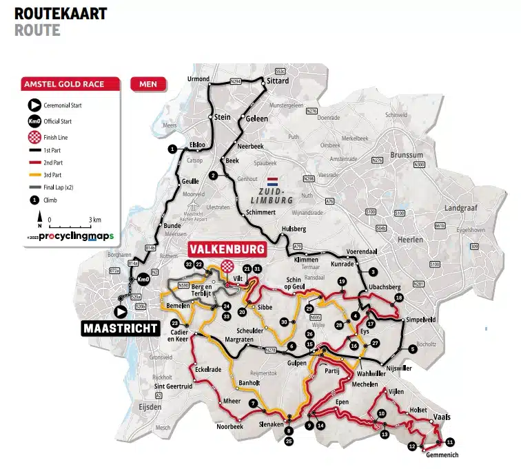 Carte du parcours de l'Amstel Gold Race