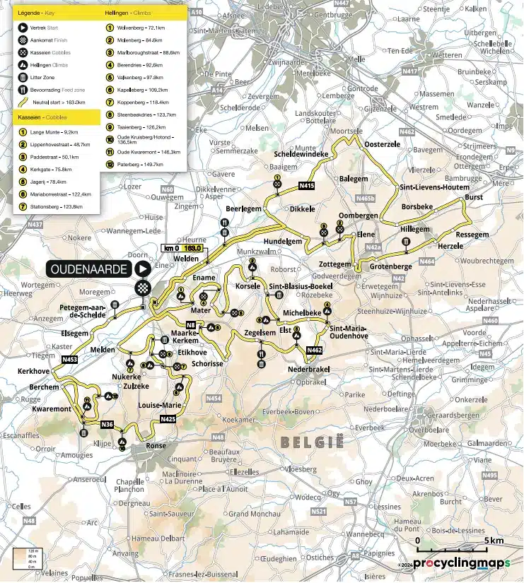 Parcours Ronde Van Vlaanderen 2024 - Vrouwen - Procyclingmaps