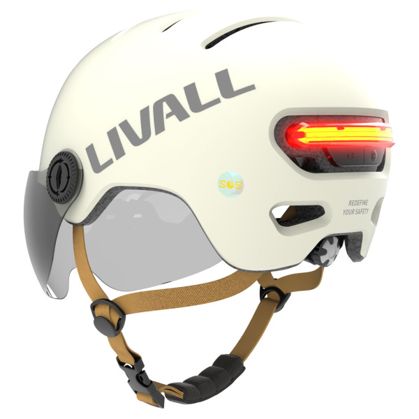 Livall Speedpedelec helm L23 wit zijwaarts achterzijde