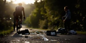 Remco Evenepoel na een fietsongeluk tijdens training.