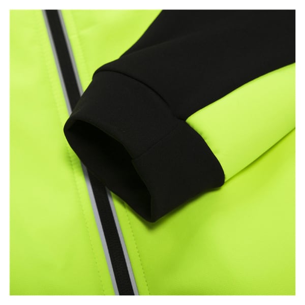 Thermal softshell fleece cycling jacket with reflective stripes sleeve